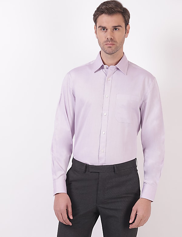 Cotton Self Design Spread Collar Shirts