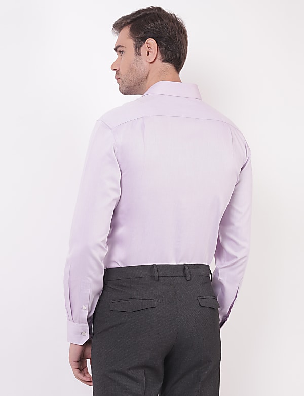 Cotton Self Design Spread Collar Shirts