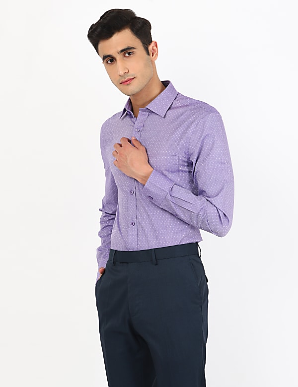 Pure Cotton Plain Spread Collar Shirt