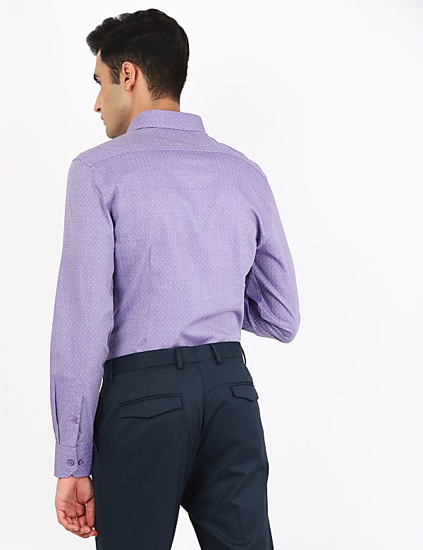 Pure Cotton Plain Spread Collar Shirt