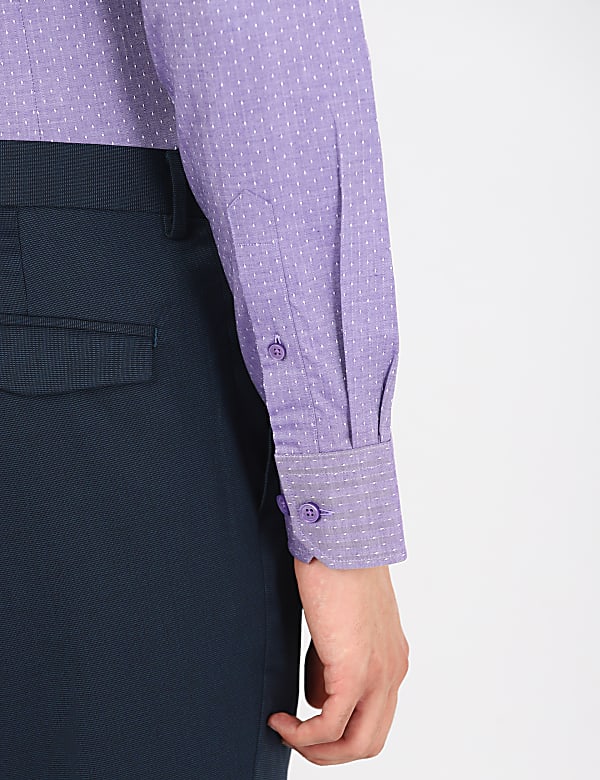 Pure Cotton Plain Spread Collar Shirt