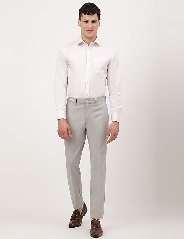 Pure Cotton Plain Spread Collar Shirt