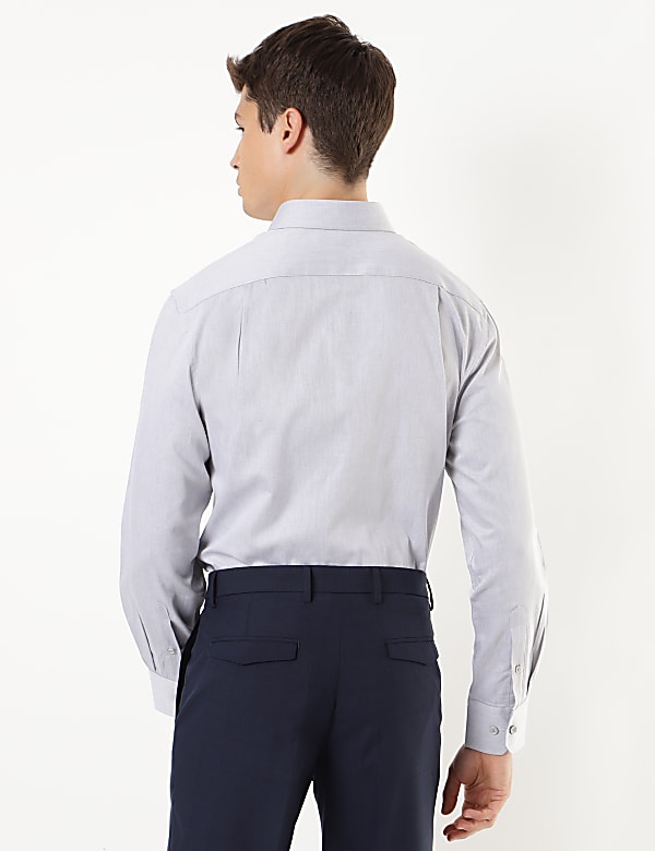 Pure Cotton Plain Spread Collar Shirt