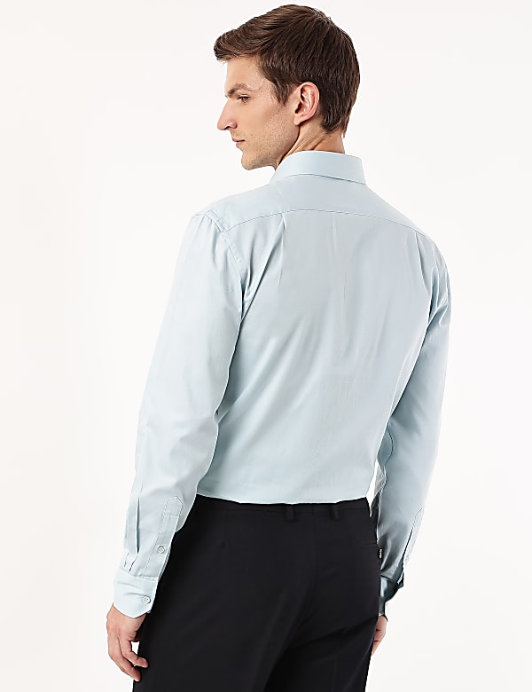 Pure Cotton Plain Spread Collar Shirt