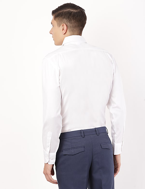 Pure Cotton Self Design Cut Away Collar Shirt