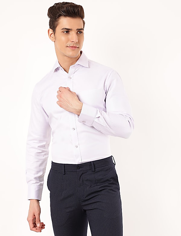 Pure Cotton Striped Spread Collar Shirt