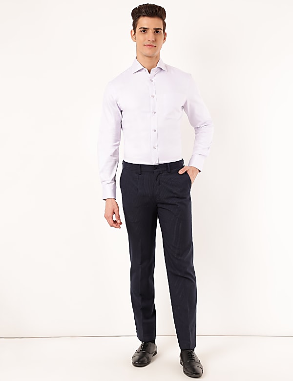 Pure Cotton Striped Spread Collar Shirt