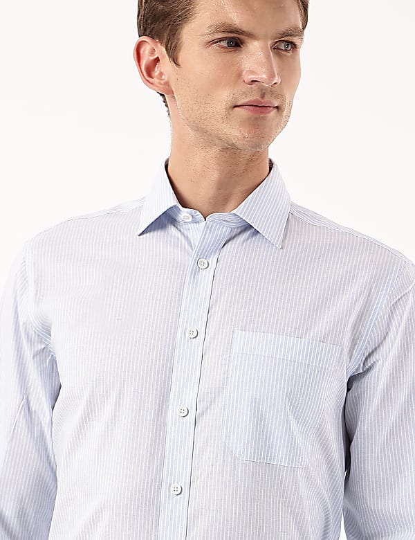 Pure Cotton Striped Spread Collar Shirt