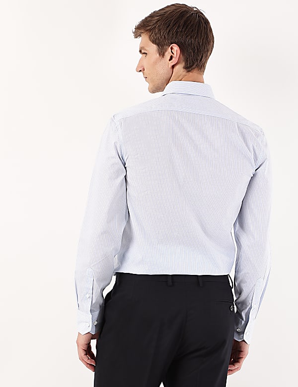 Pure Cotton Striped Spread Collar Shirt