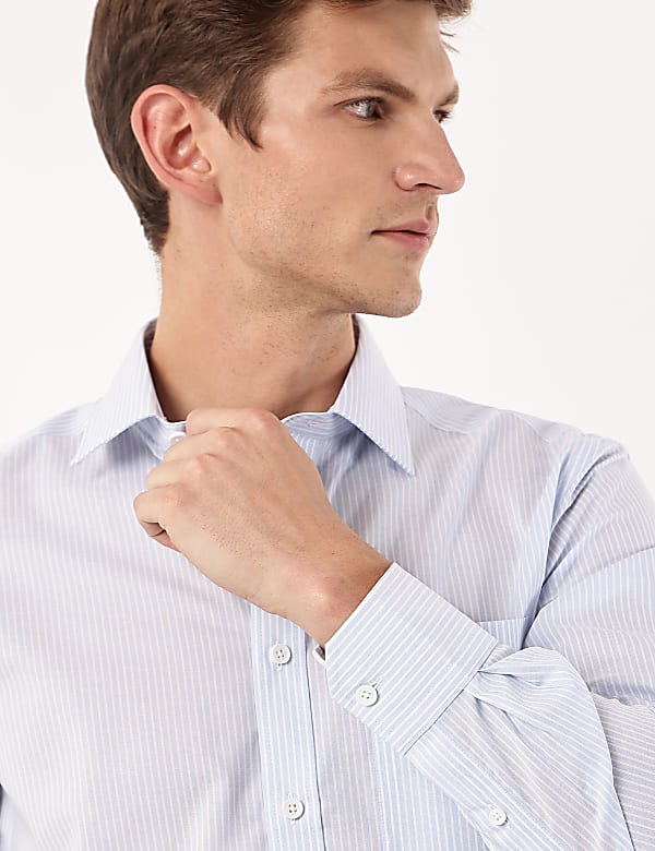 Pure Cotton Striped Spread Collar Shirt