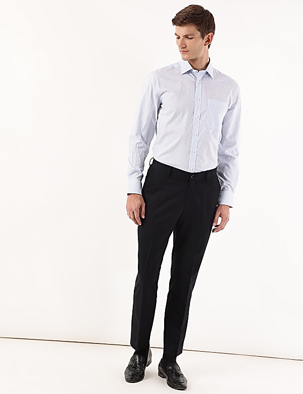Pure Cotton Striped Spread Collar Shirt