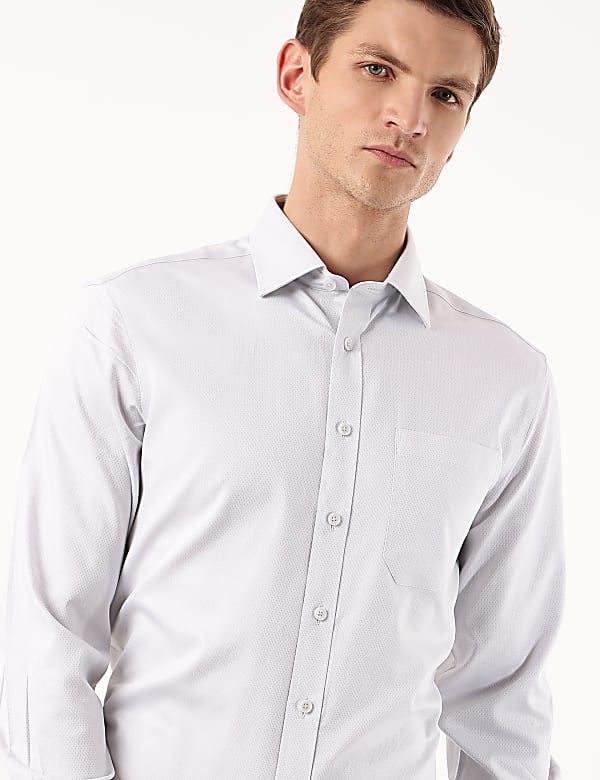 Pure Cotton Geometric Spread Collar Shirt