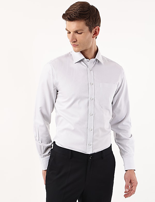 Pure Cotton Geometric Spread Collar Shirt