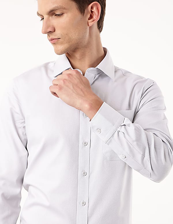 Pure Cotton Geometric Spread Collar Shirt