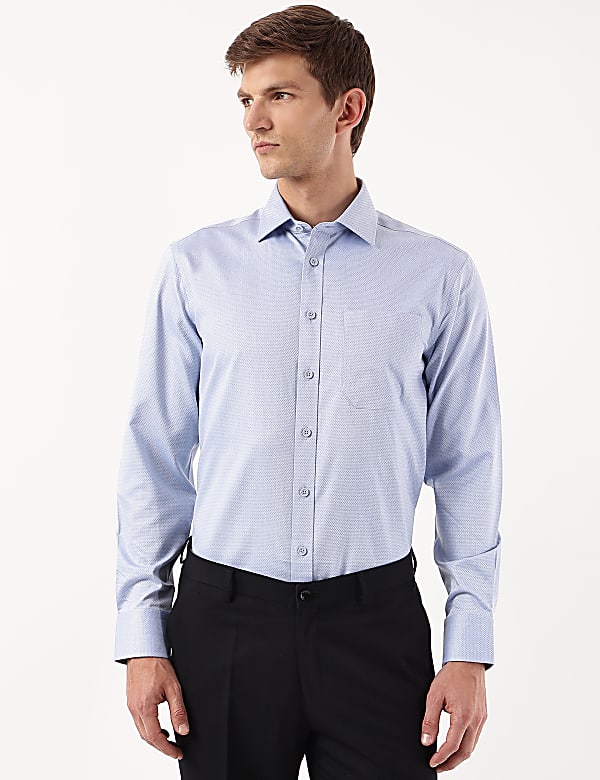 Pure Cotton Geometric Spread Collar Shirt