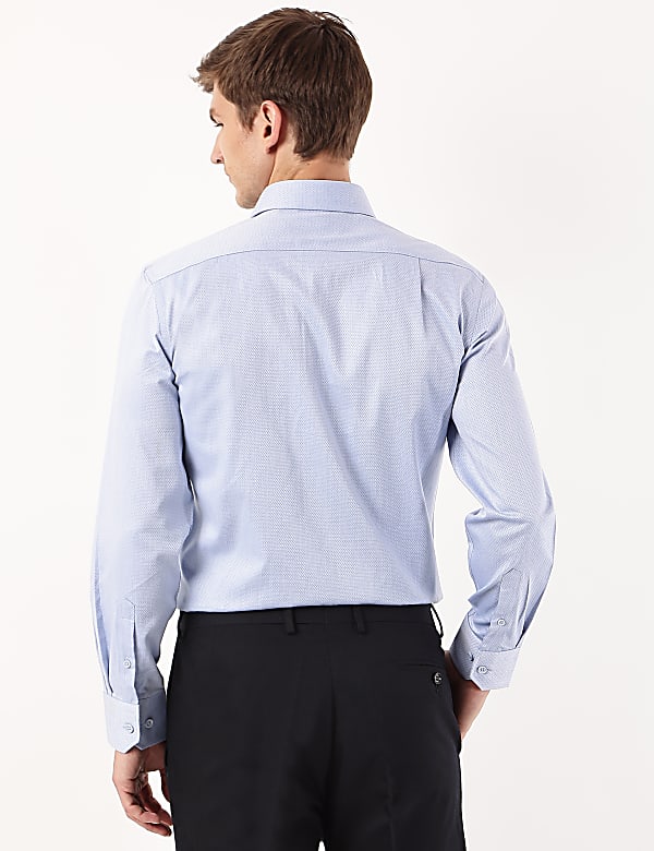 Pure Cotton Geometric Spread Collar Shirt