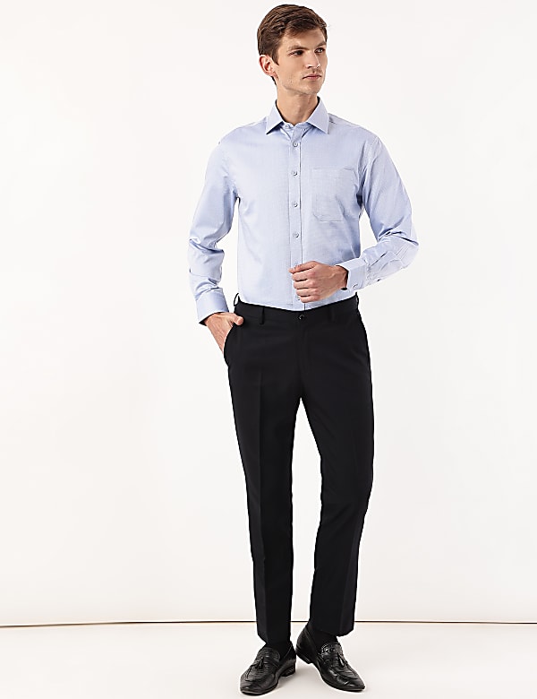Pure Cotton Geometric Spread Collar Shirt