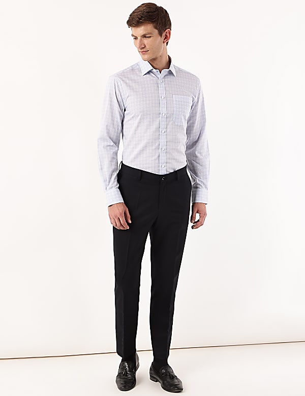 Pure Cotton Checked Spread Collar Shirt