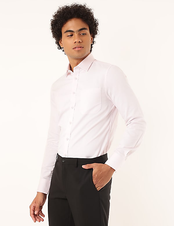 Pure Cotton Plain Spread Collar Shirt