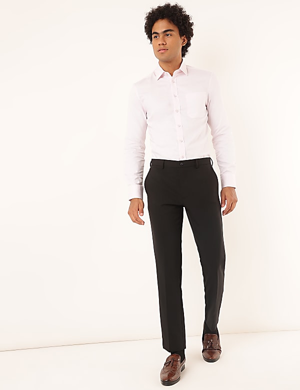 Pure Cotton Plain Spread Collar Shirt
