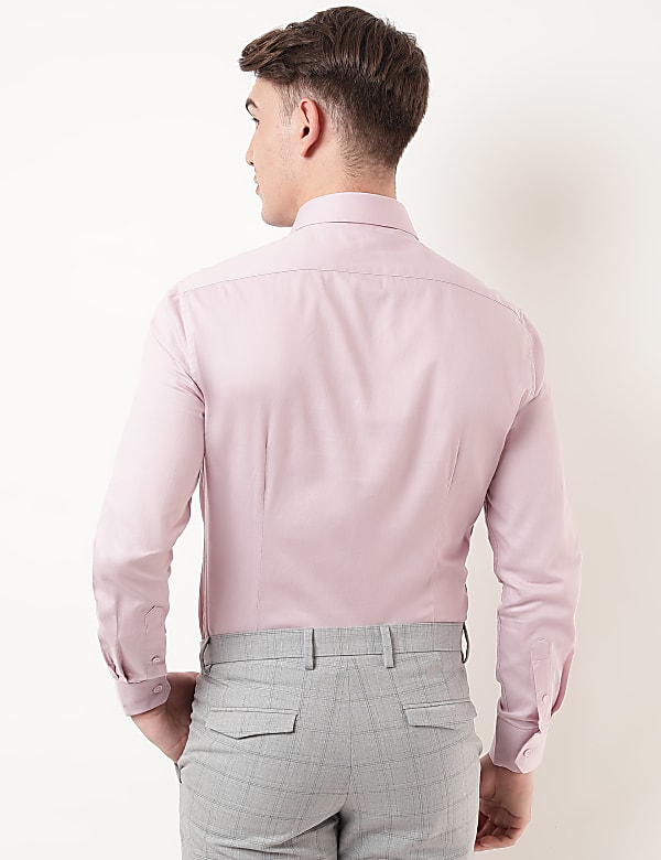 Pure Cotton Plain Spread Collar Shirt