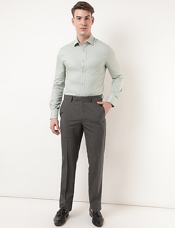 Pure Cotton Plain Spread Collar Shirt
