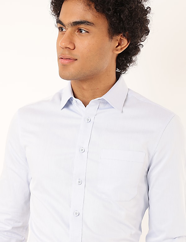Pure Cotton Plain Spread Collar Shirt