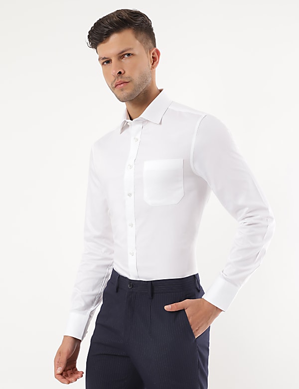 Pure Cotton Plain Spread Collar Shirt
