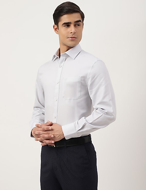 Pure Cotton Textured Spread Collar Shirt