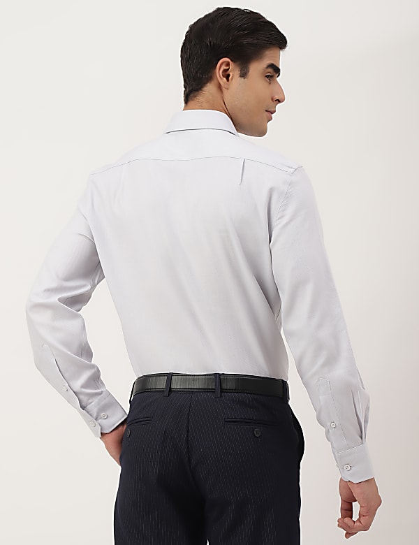 Pure Cotton Textured Spread Collar Shirt