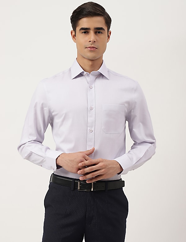 Pure Cotton Textured Spread Collar Shirt
