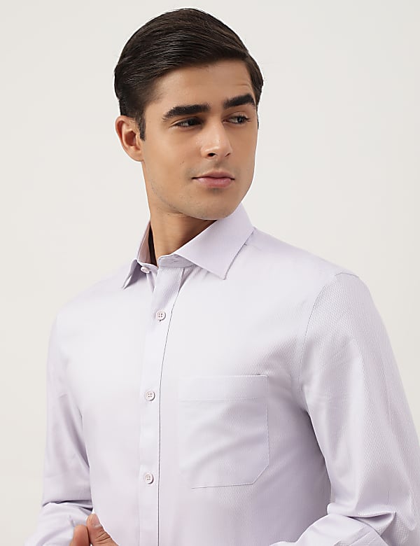 Pure Cotton Textured Spread Collar Shirt