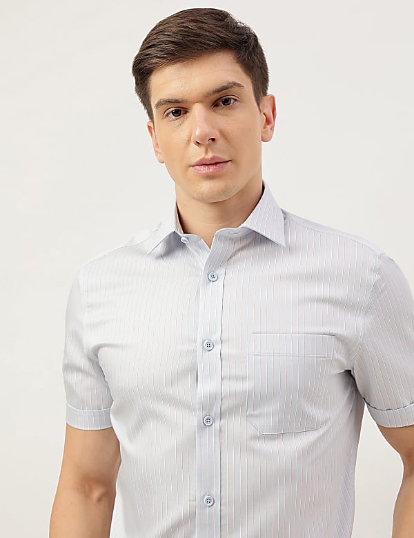 Cotton Rich Striped Short Sleeves Shirt