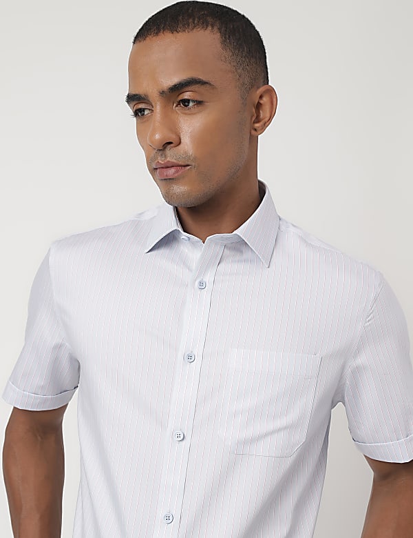 Cotton Rich Striped Short Sleeves Shirt