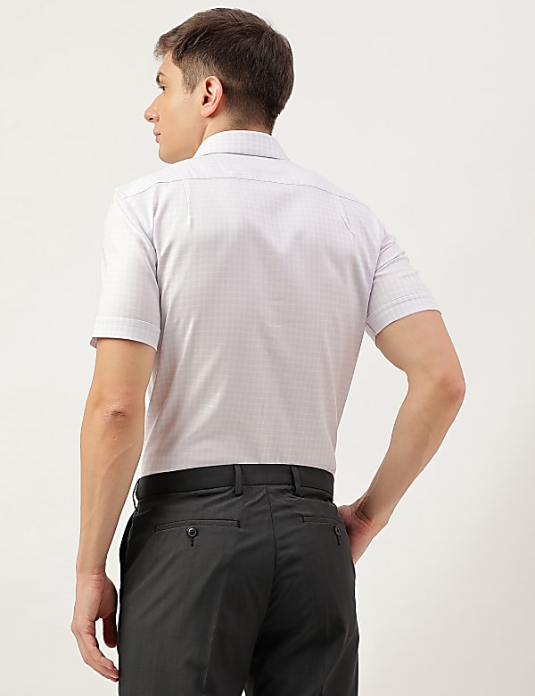 Cotton Rich Checked Short Sleeves Shirt