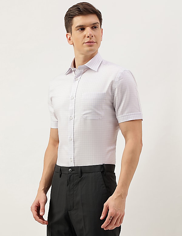 Cotton Rich Checked Short Sleeves Shirt