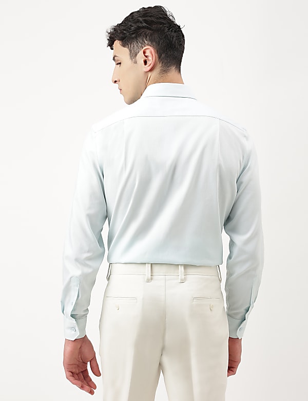 Pure Cotton Dobby Spread Collar Shirt