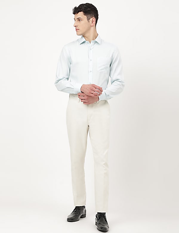 Pure Cotton Dobby Spread Collar Shirt