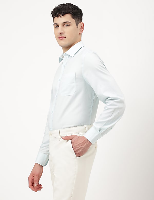 Pure Cotton Dobby Spread Collar Shirt