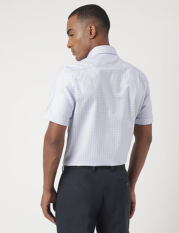 Pure Cotton Check Printed Half Sleeve Shirt
