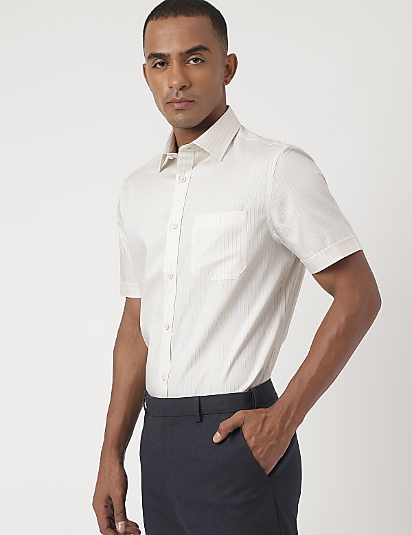 Pure Cotton Striped Half Sleeve Shirt