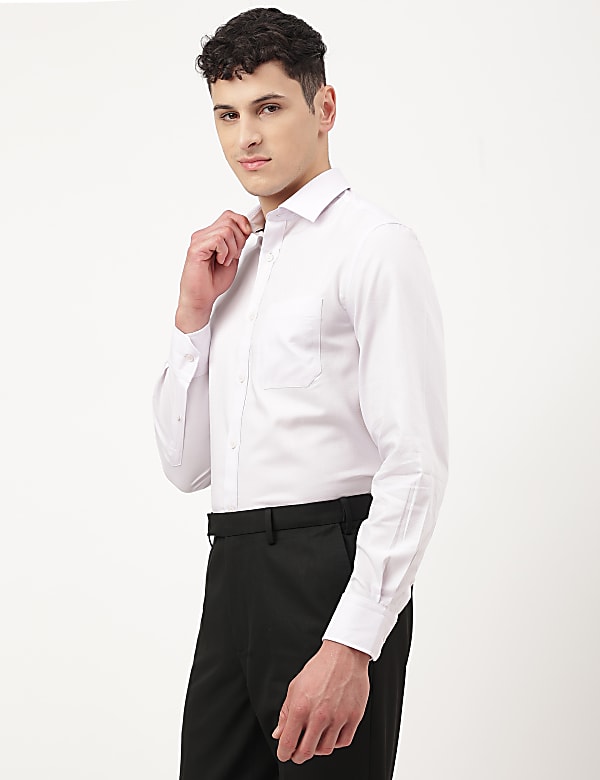 Pure Cotton Dobby Spread Collar Shirt