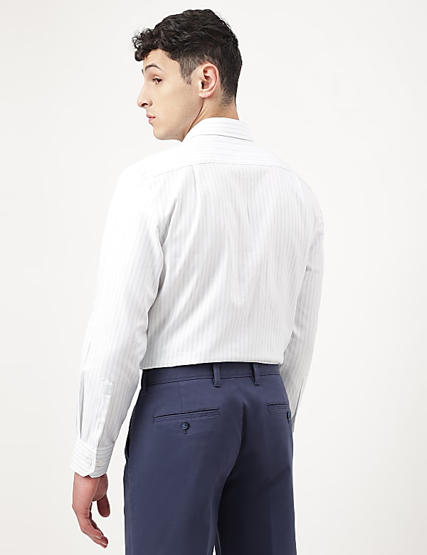 Pure Cotton Striped Spread Collar Shirt