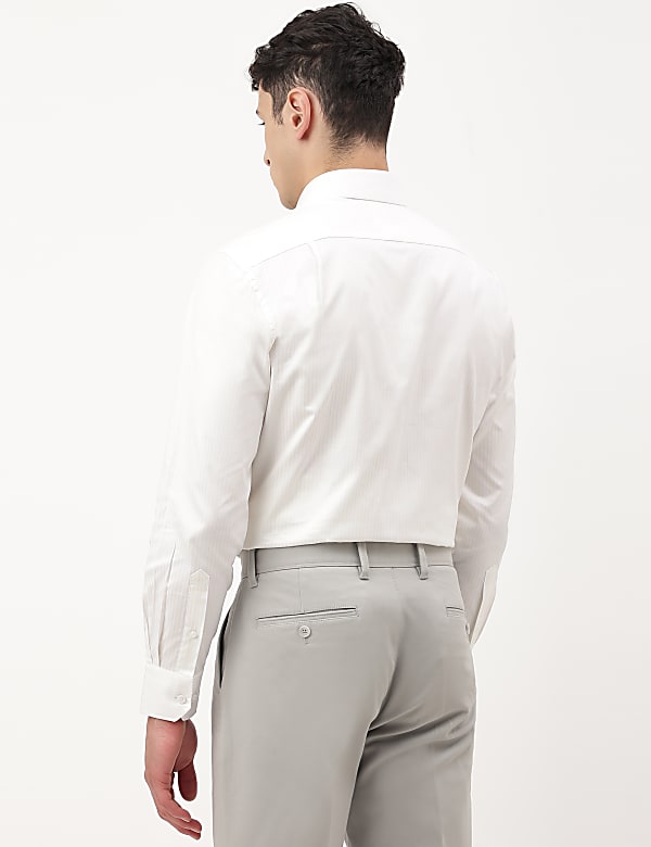Pure Cotton Striped Spread Collar Shirt