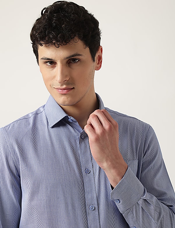 Pure Cotton Textured Classic Collar Shirt