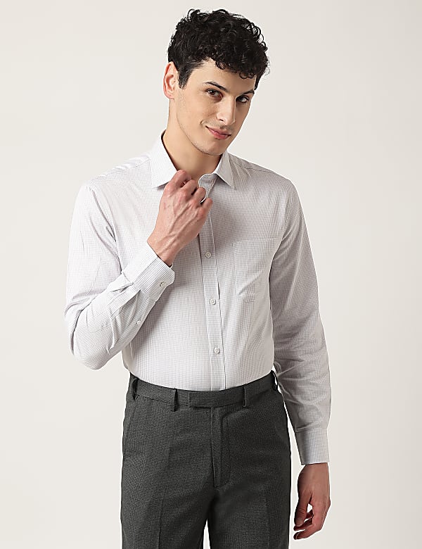 Pure Cotton Check Classic Collar Shirt