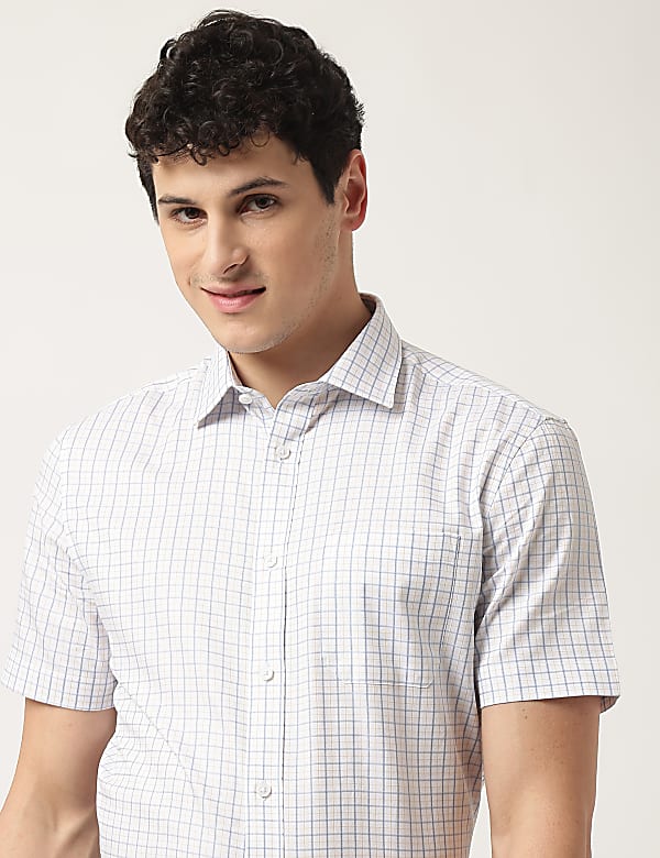Pure Cotton Check Classic Collar Shirt
