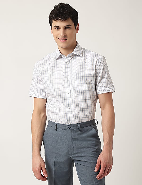 Pure Cotton Check Classic Collar Shirt