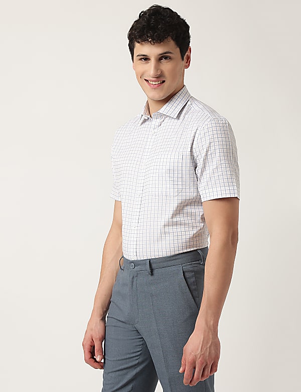 Pure Cotton Check Classic Collar Shirt