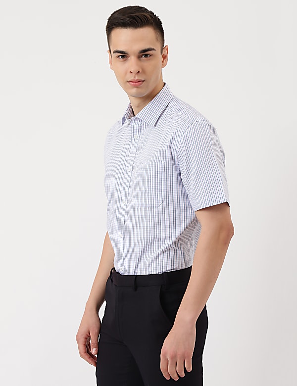 Pure Cotton Check Classic Collar Shirt